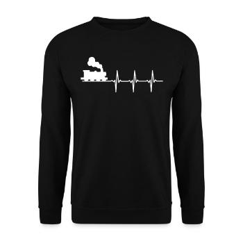 Eisenbahn Schaffner Dampflok Lok Zug - Unisex Pullover - Schwarz - Vorne - Alina (178cm) & Michal (187cm)