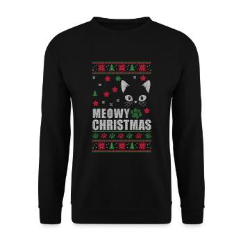 Ugly Christmas cat Christmas advent - Unisex Sweatshirt - black - Front - Alina (178cm) & Michal (187cm)