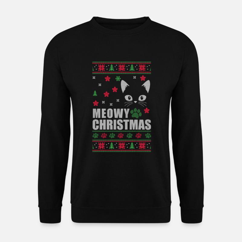 Ugly Christmas Katze Weihnachten Advent - Unisex Pullover - Schwarz
