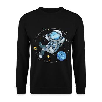 Space cosmonaut space astronaut - Unisex Sweatshirt - black - Front - Alina (178cm) & Michal (187cm)