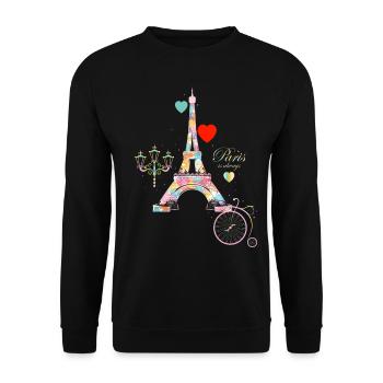 Ich liebe Paris Eiffelturm Franzosen - Unisex Pullover - Schwarz - Vorne - Alina (178cm) & Michal (187cm)