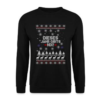 Weihnachten Ugly Spruch Schnee Sweater - Unisex Pullover - Schwarz - Vorne - Alina (178cm) & Michal (187cm)