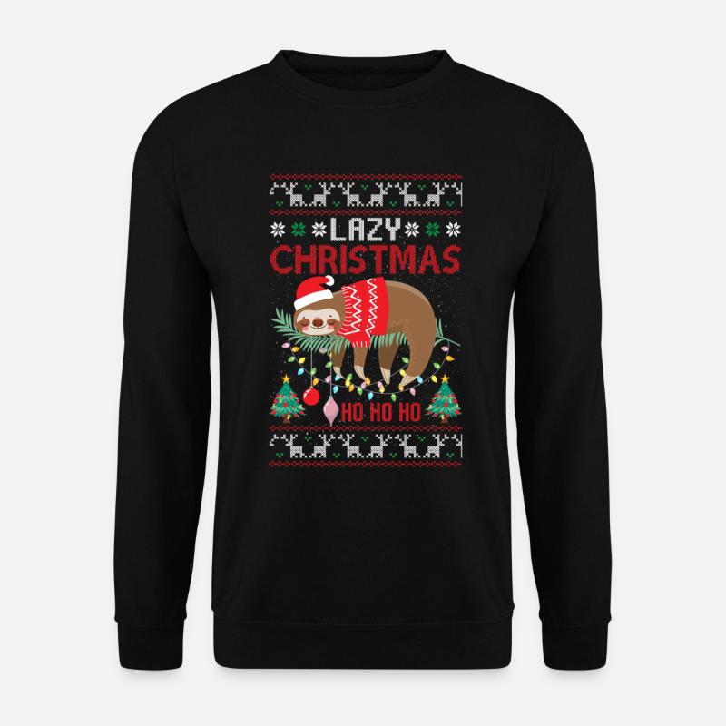 Lazy Christmas Ugly Sweater Faultier - Unisex Pullover - Schwarz