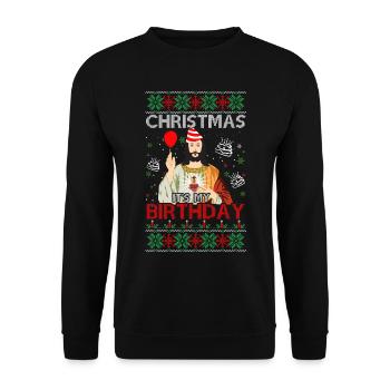 Anniversaire de chandail de Noël laid - Sweat-shirt Unisexe - noir - Devant - Alina (178cm) & Michal (187cm)