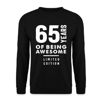 65 Jahre altes Geschenk | Geschenkideen zum 65. Geburtstag - Unisex Pullover - Schwarz - Vorne - Alina (178cm) & Michal (187cm)
