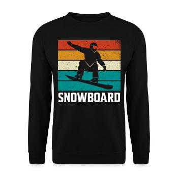 Snowboard Retro Ski Berg Schnee Skifahren - Unisex Pullover - Schwarz - Vorne - Alina (178cm) & Michal (187cm)
