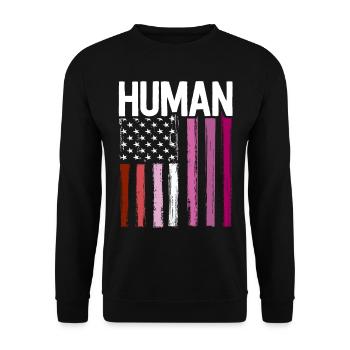 Lesbian Pride Shirt Human LGBT Rainbow American - Unisex Sweatshirt - black - Front - Alina (178cm) & Michal (187cm)