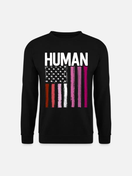 Lesbian Pride Shirt Mensch LGBT Regenbogen Amerikaner - Unisex Pullover - Schwarz