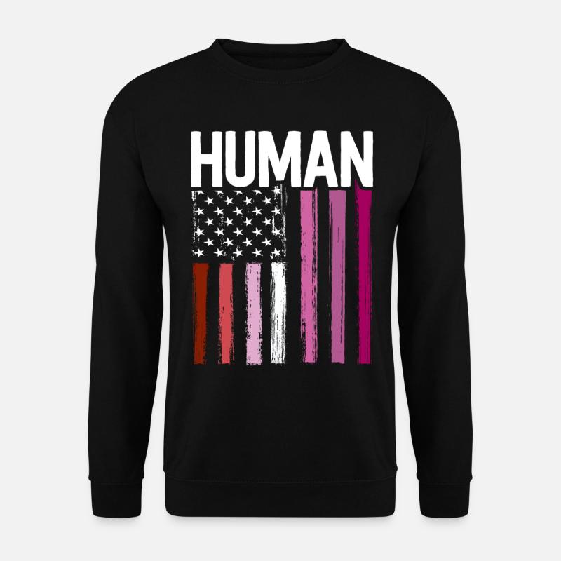 Lesbian Pride Shirt Mensch LGBT Regenbogen Amerikaner - Unisex Pullover - Schwarz
