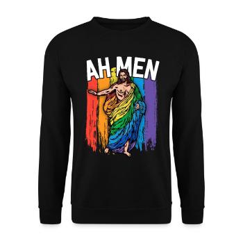 Ah Men Gay Jesus Shirt Drôle LGBTQ Chemises Cadeaux - Sweat-shirt Unisexe - noir - Devant - Alina (178cm) & Michal (187cm)