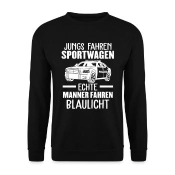 Polizei Offizier Polizeiauto Sportwagen - Unisex Pullover - Schwarz - Vorne - Alina (178cm) & Michal (187cm)