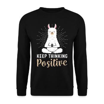 Positiv Denken Lama Yoga Karma Lamaste - Unisex Pullover - Schwarz - Vorne - Alina (178cm) & Michal (187cm)