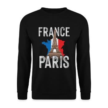 France Paris Tour Eiffel Français - Sweat-shirt Unisexe - noir - Devant - Alina (178cm) & Michal (187cm)