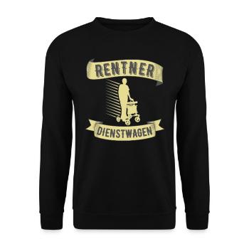 Rentner Dienstwagen Rollator Ruhestand Rente Witz - Unisex Pullover - Schwarz - Vorne - Alina (178cm) & Michal (187cm)