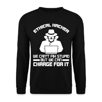 Ethical Hacker Nerd Sicherheit Hack Geek - Unisex Pullover - Schwarz - Vorne - Alina (178cm) & Michal (187cm)