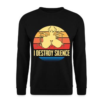 Le batteur détruit les tambours Silence Drums - Sweat-shirt Unisexe - noir - Devant - Alina (178cm) & Michal (187cm)