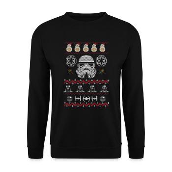 Menace fantôme de chandail de Noël laid - Sweat-shirt Unisexe - noir - Devant - Alina (178cm) & Michal (187cm)