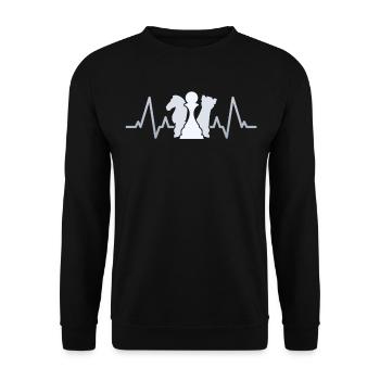 Chess Heartbeat Shirt Gift Chemises de jeu de société pour - Sweat-shirt Unisexe - noir - Devant - Alina (178cm) & Michal (187cm)