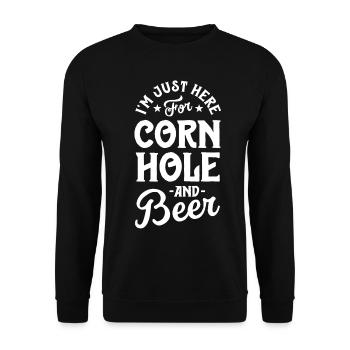 Lustige Cornhole Geschenke für Männer Sitzsack Sexy und ich - Unisex Pullover - Schwarz - Vorne - Alina (178cm) & Michal (187cm)