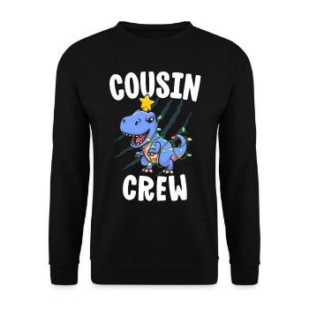 Cousin Crew Shirt für Kinder Weihnachten T Rex - Unisex Pullover - Schwarz - Vorne - Alina (178cm) & Michal (187cm)