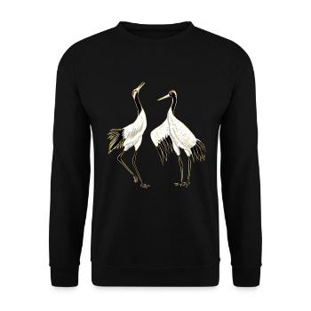 Crane Gift Nature Grues Art Japonais - Sweat-shirt Unisexe - noir - Devant - Alina (178cm) & Michal (187cm)