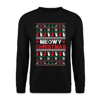 Meowy Christmas cats Christmas - Unisex Sweatshirt - black - Front - Alina (178cm) & Michal (187cm)