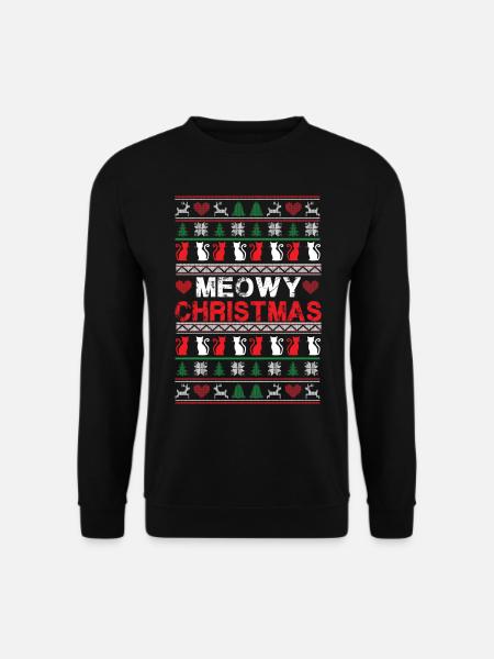 Meowy Christmas Katzen Weihnachten - Unisex Pullover - Schwarz