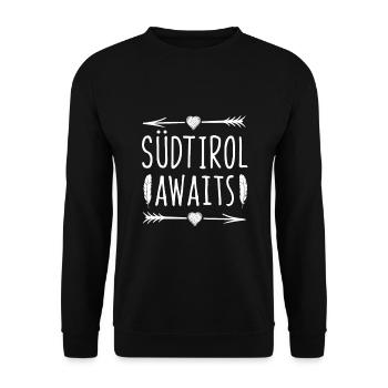 Südtirol wartet Winterurlaub Skispringer - Unisex Pullover - Schwarz - Vorne - Alina (178cm) & Michal (187cm)