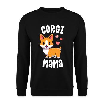 Corgi Mama Shirt Geschenk Ich liebe mein Corgi Mom Shirt - Unisex Pullover - Schwarz - Vorne - Alina (178cm) & Michal (187cm)