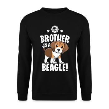 Mein Bruder ist ein Beagle Shirts für Kinder Mädchen Hund - Unisex Pullover - Schwarz - Vorne - Alina (178cm) & Michal (187cm)