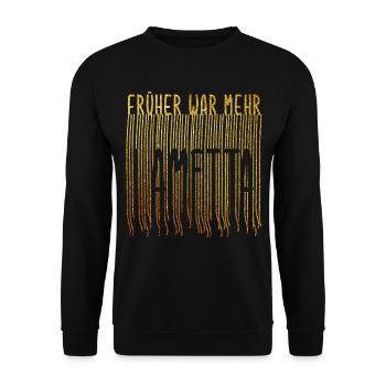 Früher war mehr Lametta Gold Xmas Lustiger Spruch - Unisex Pullover - Schwarz - Vorne - Alina (178cm) & Michal (187cm)