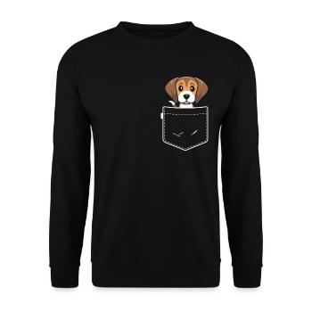 Beagle Dog In Pocket Tee Shirts Hommes Femmes Beagle - Sweat-shirt Unisexe - noir - Devant - Alina (178cm) & Michal (187cm)