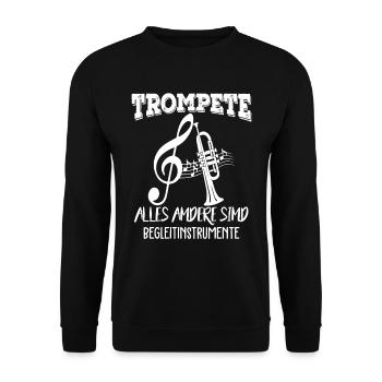Trompete Musiker Blasinstrument Trompeter - Unisex Pullover - Schwarz - Vorne - Alina (178cm) & Michal (187cm)