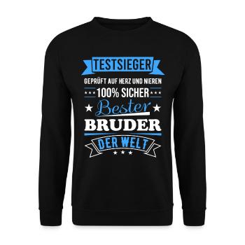 Bester Bruder der Welt Testsieger Geschenk - Unisex Pullover - Schwarz - Vorne - Alina (178cm) & Michal (187cm)