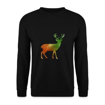Deer forest animal Black Forest antlers - Unisex Sweatshirt - black - Front - Alina (178cm) & Michal (187cm)