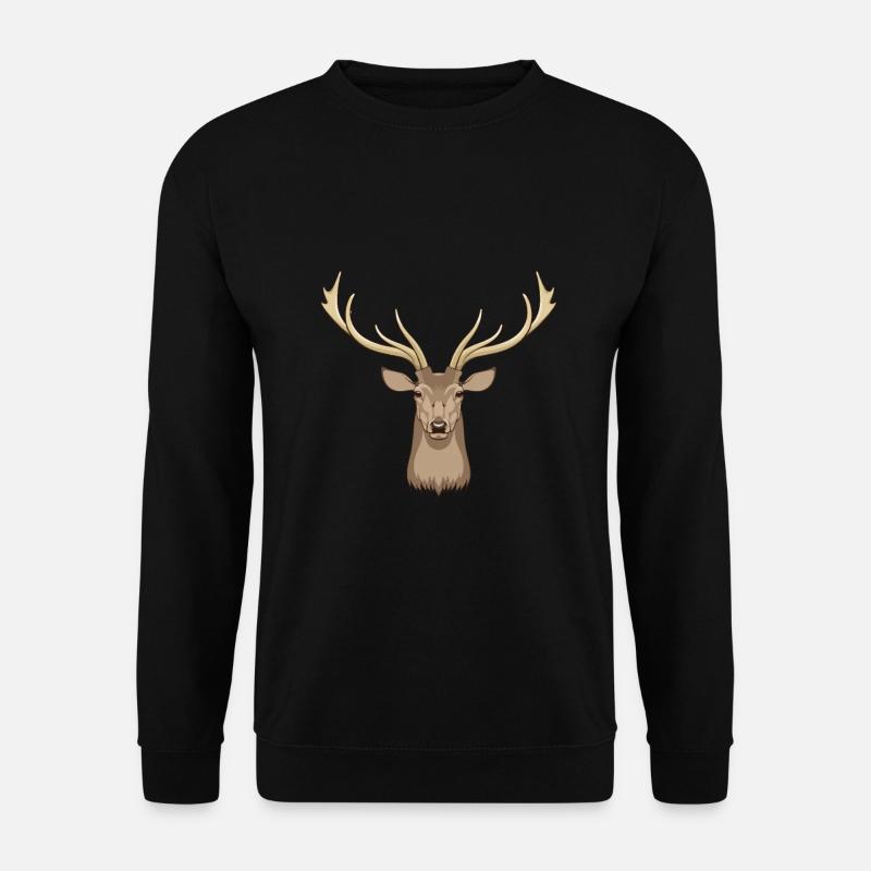 Hirsch Waldtier Hirschgeweih Jäger - Unisex Pullover - Schwarz