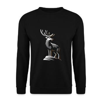 Hirsch Schwarzwald Hirschgeweih - Unisex Pullover - Schwarz - Vorne - Alina (178cm) & Michal (187cm)