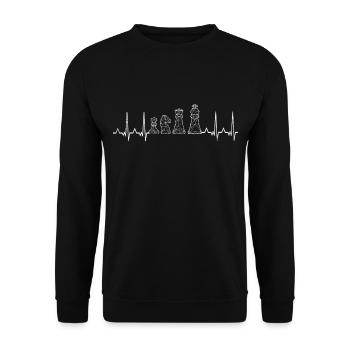 Échecs pièces d'échecs de battement de coeur - Sweat-shirt Unisexe - noir - Devant - Alina (178cm) & Michal (187cm)