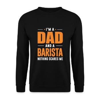 Barista Vater Coffee Shop Kaffee heißes Koffein - Unisex Pullover - Schwarz - Vorne - Alina (178cm) & Michal (187cm)