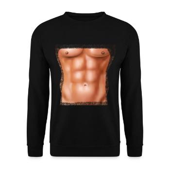 Sixpack Muscle Belly Washboard Abs Adonis - Unisex Sweatshirt - black - Front - Alina (178cm) & Michal (187cm)