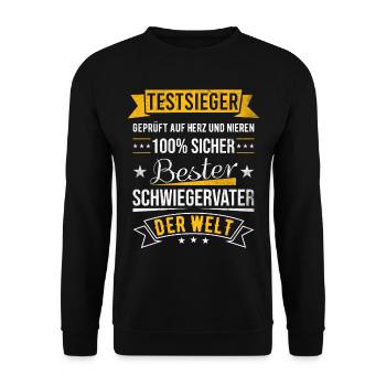 Bester Schwiegervater Der Welt Testsieger Geschenk - Unisex Pullover - Schwarz - Vorne - Alina (178cm) & Michal (187cm)