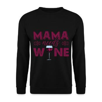 Wein Mama Rotwein Weinglas Weinliebe - Unisex Pullover - Schwarz - Vorne - Alina (178cm) & Michal (187cm)