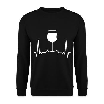 Wine heartbeat wine glass white wine red wine - Unisex Sweatshirt - black - Front - Alina (178cm) & Michal (187cm)