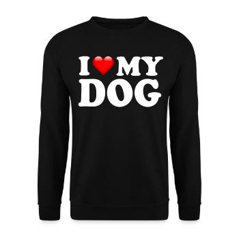 J'AIME MON CHIEN - Sweat-shirt Unisexe - noir - Devant - Alina (178cm) & Michal (187cm)