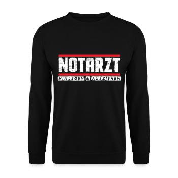 Notarzt bitte ausziehen Sanitäter Ersthelfer - Unisex Pullover - Schwarz - Vorne - Alina (178cm) & Michal (187cm)