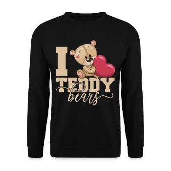 Teddybären Love süßer Teddy Bär Bären - Unisex Pullover - Schwarz - Vorne - Alina (178cm) & Michal (187cm)