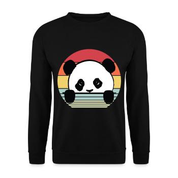 Panda Bär Bären Teddybär süßer Teddy - Unisex Pullover - Schwarz - Vorne - Alina (178cm) & Michal (187cm)