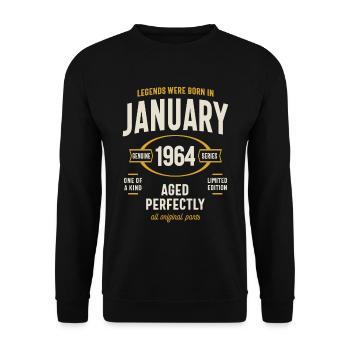 Legends Were Born In January 1964 Birthday Gift - Unisex Sweatshirt - black - Front - Alina (178cm) & Michal (187cm)
