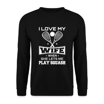 Squash wife squash racket squash - Unisex Sweatshirt - black - Front - Alina (178cm) & Michal (187cm)