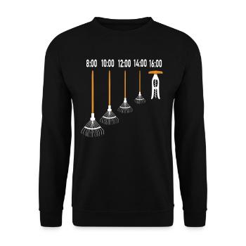 Gärtner Gartenarbeit Rechen Feierabend Bier Lustig - Unisex Pullover - Schwarz - Vorne - Alina (178cm) & Michal (187cm)